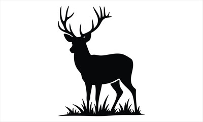 Deer Silhouette Vector Set – Standing, Jumping, Grazing Poses