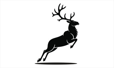 Deer Silhouette Vector Set – Standing, Jumping, Grazing Poses
