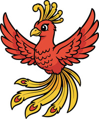 Obraz premium Phoenix Houou Japanese Mythical Bird Vector Illustration