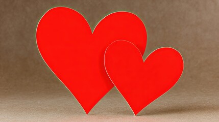 Paper Cutout Hearts of Different Sizes on a Brown Background