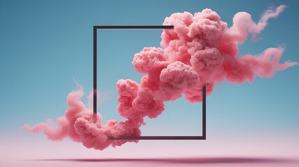 Pink Smoke Swirling Through Black Square Frame cloud.
