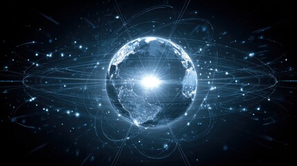 glowing earth global network connections