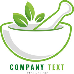 Mortar and pestle with green leaves, representing natural medicine and wellness