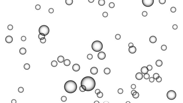 Transparent blue water droplets and bubbles on a clean glass surface