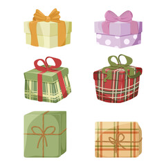 A set of gifts on a isolated background. Perfect for decorating postcards, invitations and packaging.