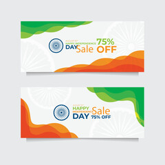 Flat india independence day banners