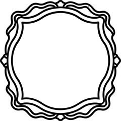 Minimal Line Drawing of Hand-Carved Wooden Frame, Traditional Rustic Ornament Vector, Decorative Folk Frame Illustration, Isolated Design