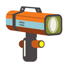 Retro futuristic spotlight with a handle and yellow accent light