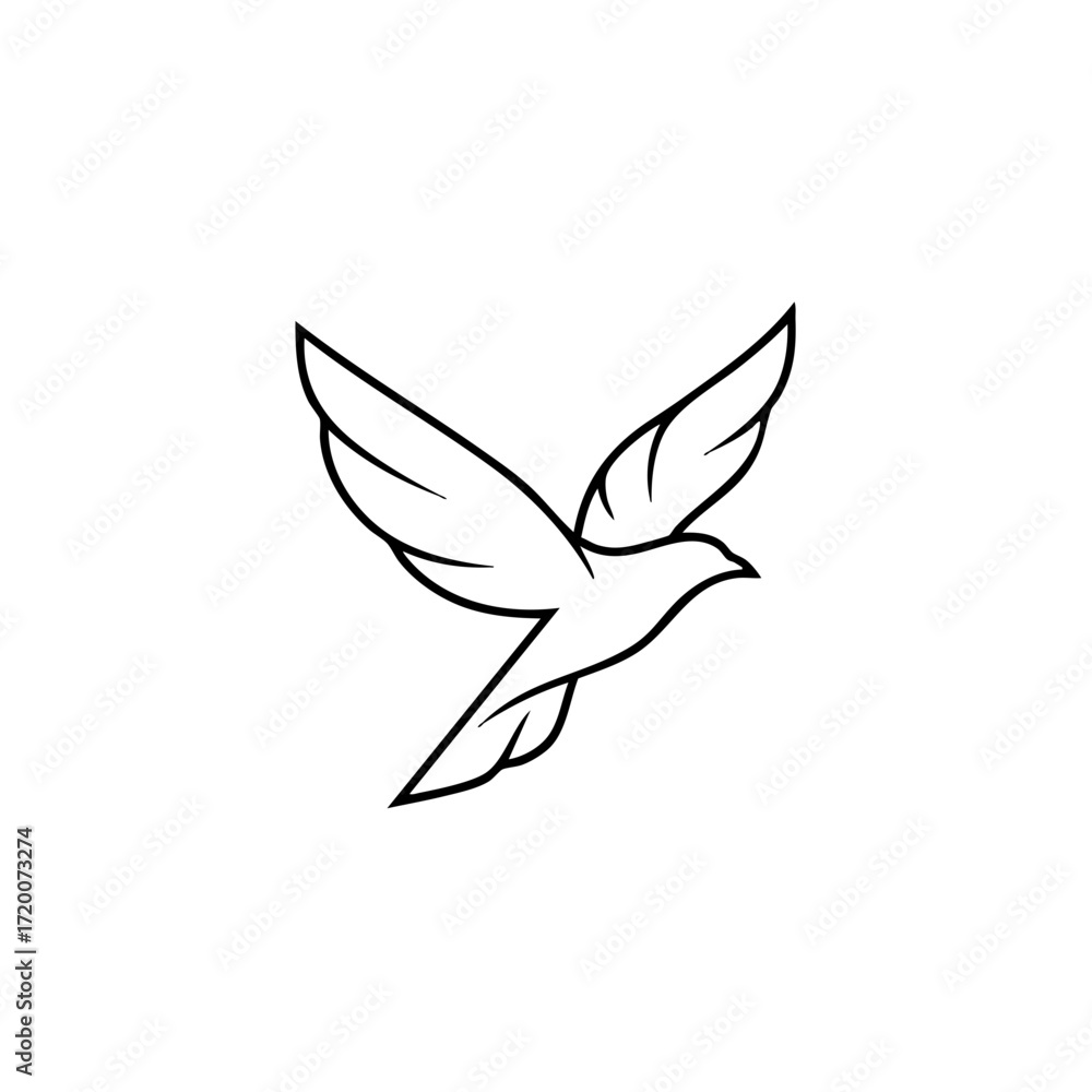 Poster minimalist flying bird vector design in simple black line art style for creative projects and logos