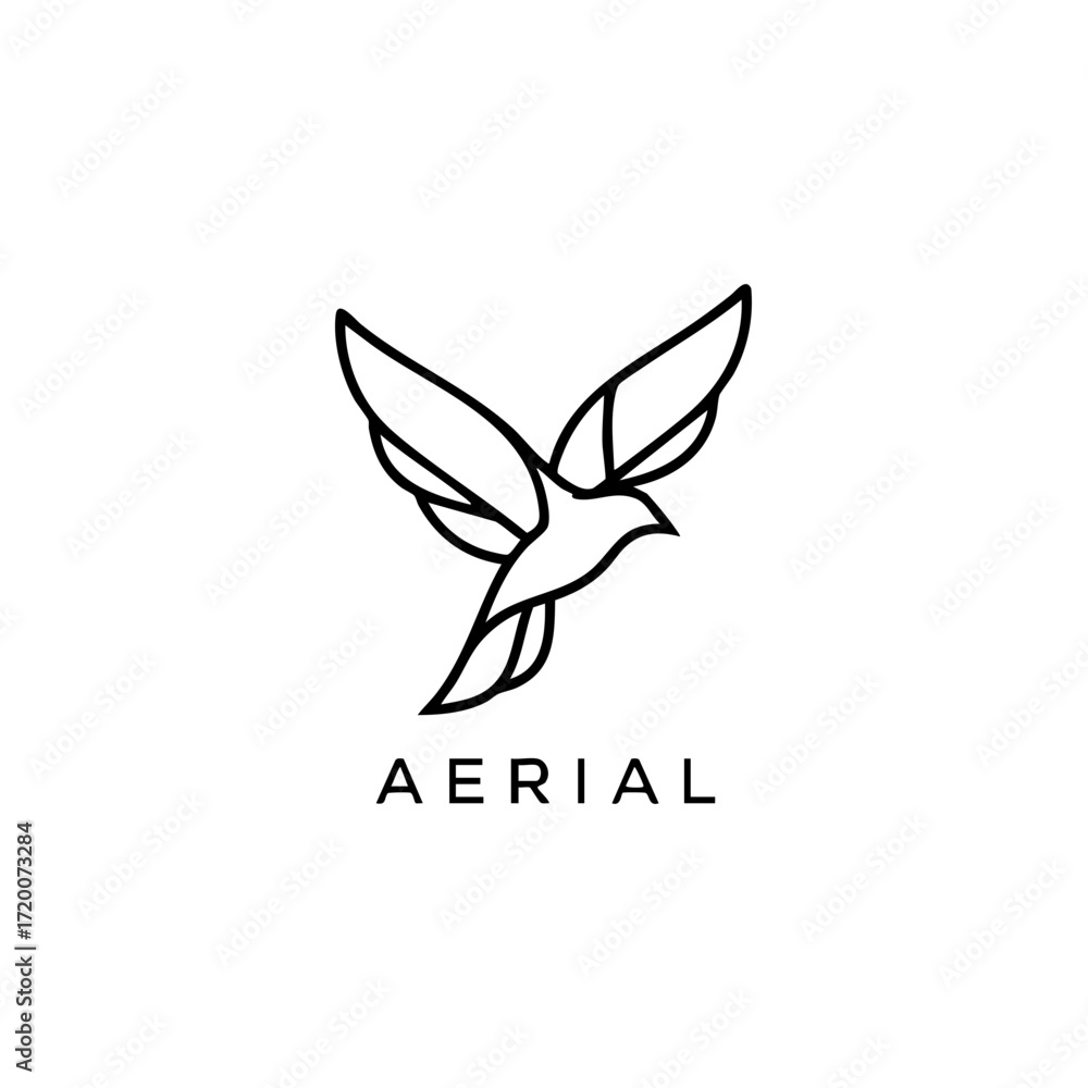 Poster minimalist aerial bird logo design with clean lines and modern style for branding and identity