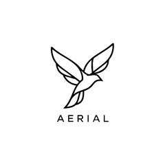 Minimalist aerial bird logo design with clean lines and modern style for branding and identity