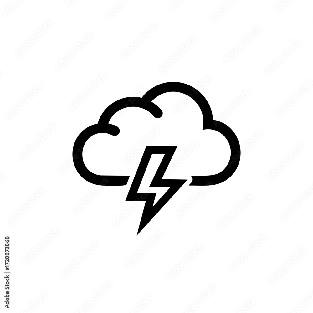 Poster thunderstorm weather icon vector with lightning bolt symbol natural element design
