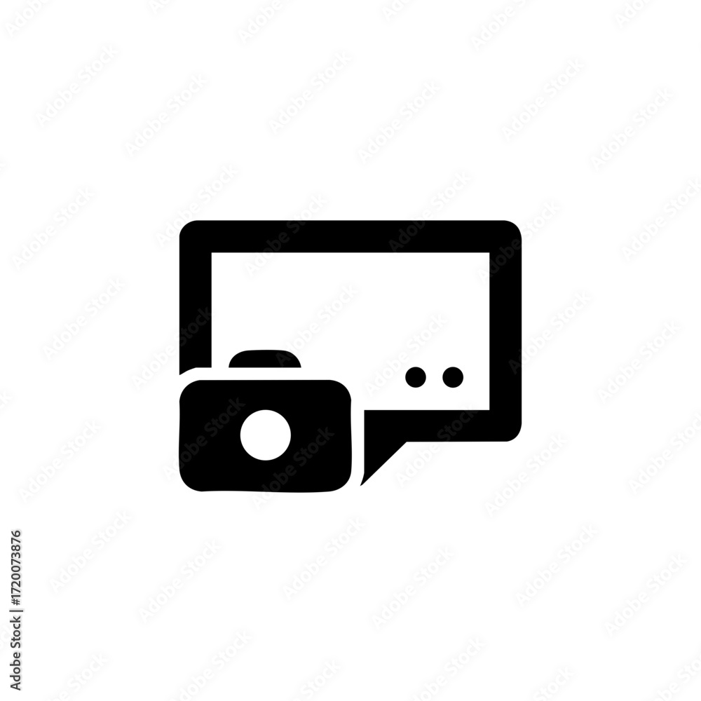 Aufkleber chat message icon with camera symbol for digital communication application design vector illustratio