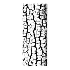 Close up of tree bark texture with deep cracks and rough edges in black and white illustration design