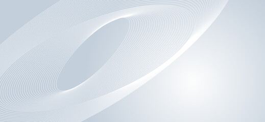 Abstract background features soft, swirling white lines against a gentle gradient from light gray to pure white, forming a dynamic, elegant, and minimalist design