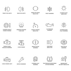 Large Set of Line Art Automotive Icons