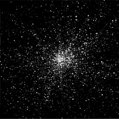 Dense cluster of white dots scattered across a black background resembling a starfield or galaxy 100