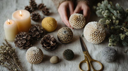 Creating an eco friendly Christmas display with natural decorations and sustainable elements during the holiday season