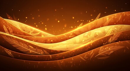 Abstract flowing waves of golden light with sparkling particles, suggesting warmth, energy, and a sense of movement