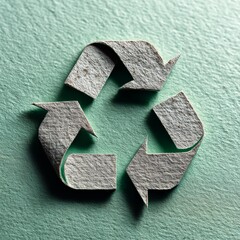 Cut Paper Arrows Symbol on Pastel Sea Background for Sustainability Concept