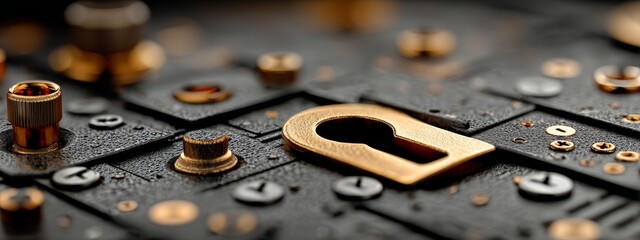 Detailed Lock Mechanism on Dark Background Representing Cybersecurity Concept