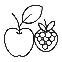 common apple berry fruit line art