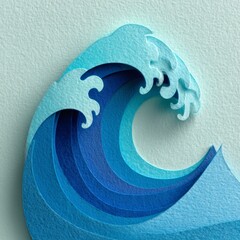 Pastel Ocean Wave Paper Cut Art Symbolizing Movement and Tranquility in Design