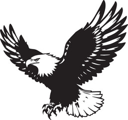 Obraz premium Majestic Bald Eagle in flight with spread wings and sharp talons, a powerful symbol of freedom.
