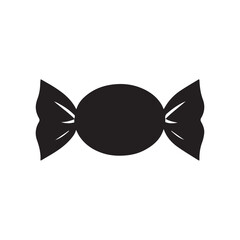 Minimalist black candy wrapper illustration against a stark white background design
