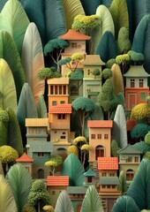 Eco-Friendly City Landscape with Vibrant Green Art and Smart Design Elements