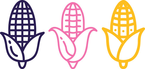 Illustrated colorful corn cob outlines healthy eating, plantbased diets, and seasonal harvest.
