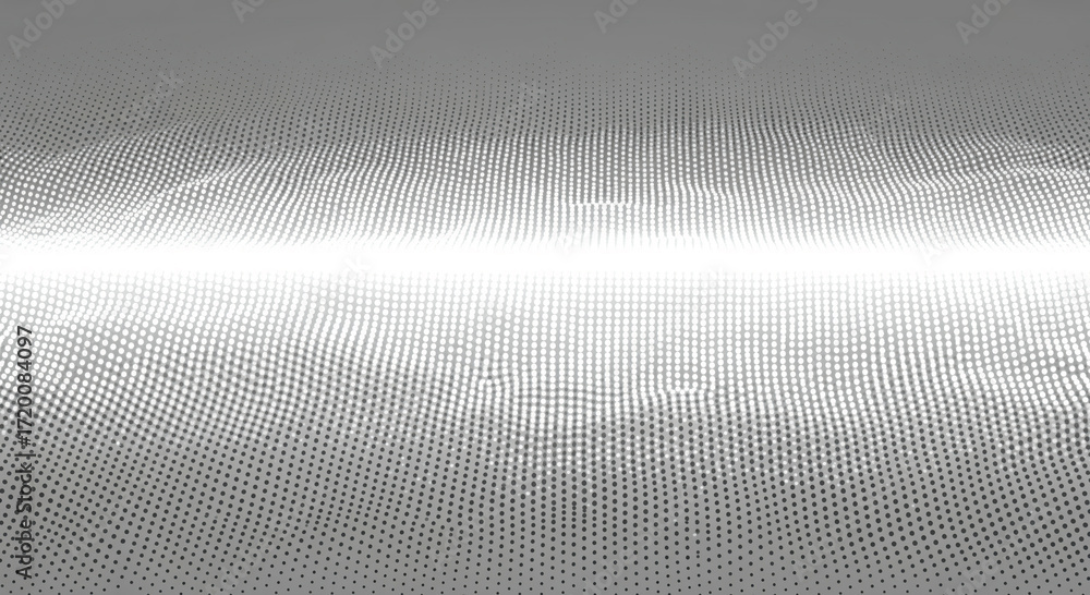 Poster a dynamic abstract digital background featuring undulating white and gray halftone dots, creating a 
