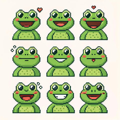 Obraz premium Pixel Art Emoji Pack – Retro 8-Bit Style Vector Icons Collection