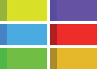 Obraz premium Colorful Business Banner Design Illustration Vector Template with Blank Paper Frame and Symbolic Art Icons for Web, Card, and Sign Concept – Red, Green, Yellow Country Style Decorative Elements