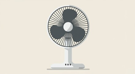 Standing electric fan against a neutral background illustration