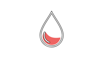 Fototapeta premium Simple line drawing of a single red blood drop.
