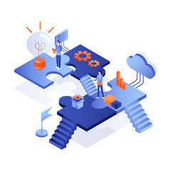 Innovation and Cloud Integration Concept – Puzzle Piece Business Vector
