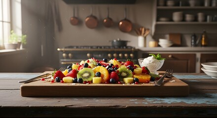 Fresh Fruit Salad Kitchen Table.