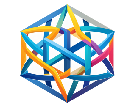 A clean, minimalist abstract logo design featuring interlocking geometric shapes, mod - Powered by Adobe