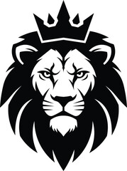 Vector art of lion head with crown, a symbol of royalty logo