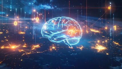 Artificial intelligence: Digital brain with interconnected binary data and global connectivity - Powered by Adobe