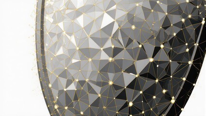 Stunning abstract geometric network with glowing nodes and golden lines, representing global connectivity and digital innovation