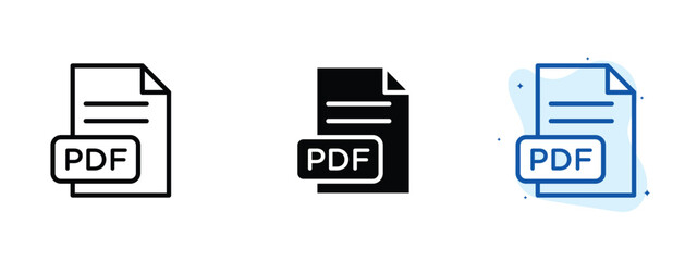 Set of pixel perfect colored PDF icon.eps , 1 Silhouette, 1 Unexpanded, PDF icon symbolizing digital file format.