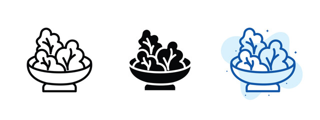 Set of pixel perfect colored Salad icons.eps , 1 Silhouette, 1 Unexpanded, Salad icons set representing variations of vegetable meals.