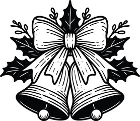 Christmas jingle bell line art style vector illustration isolated on a white background