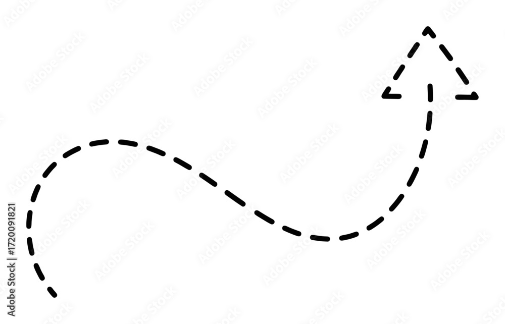 Poster dashed looping arrow - minimalist vector design