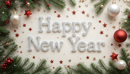 Festive 2026 Celebration Scene With Glittering Numerals In Snowy Forest Under Starry Night
