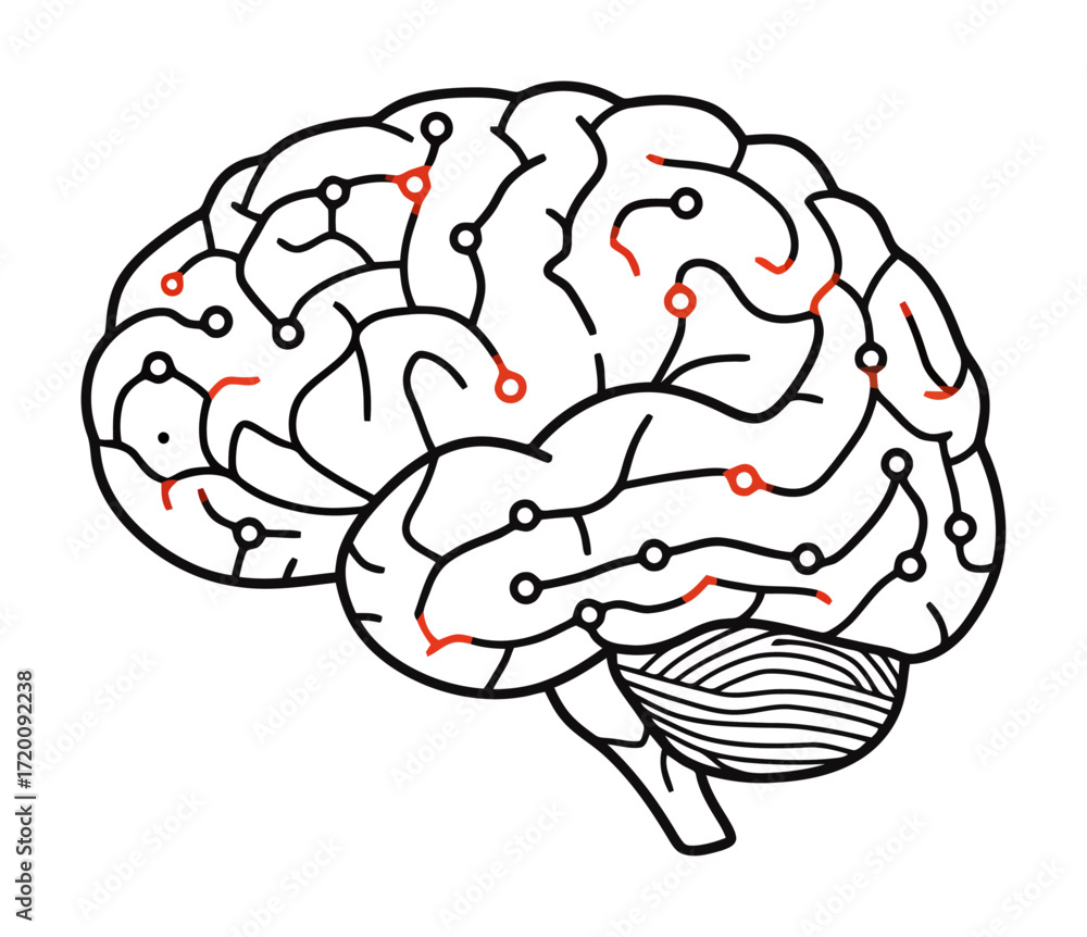 Aufkleber minimalist ai brain with glowing neural network