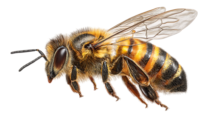 Honey bee isolated on transparent background