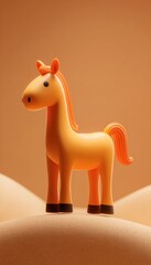 3D Render of Cartoon Horse on Gradient Platform for Kids' App UI